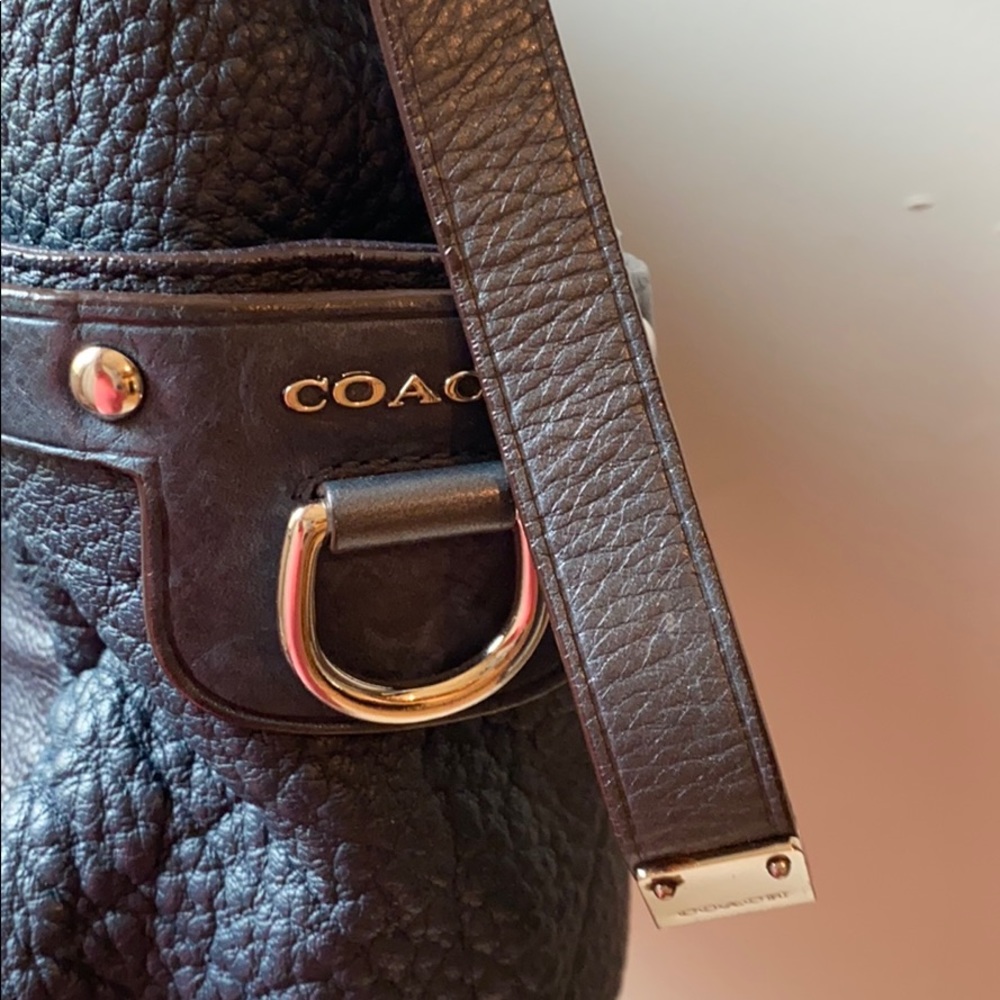 Navy leather Coach bag - Picture 3 of 5